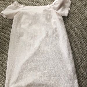 Seersucker off the shoulder dress